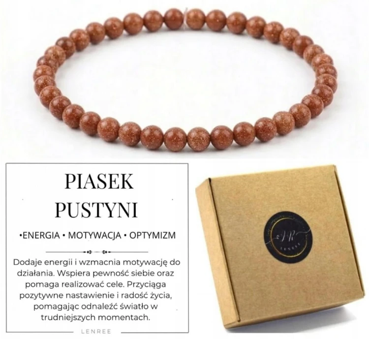 Bransoletka z kamieni PIASEK PUSTYNI 4mm energia motywacja LENREE