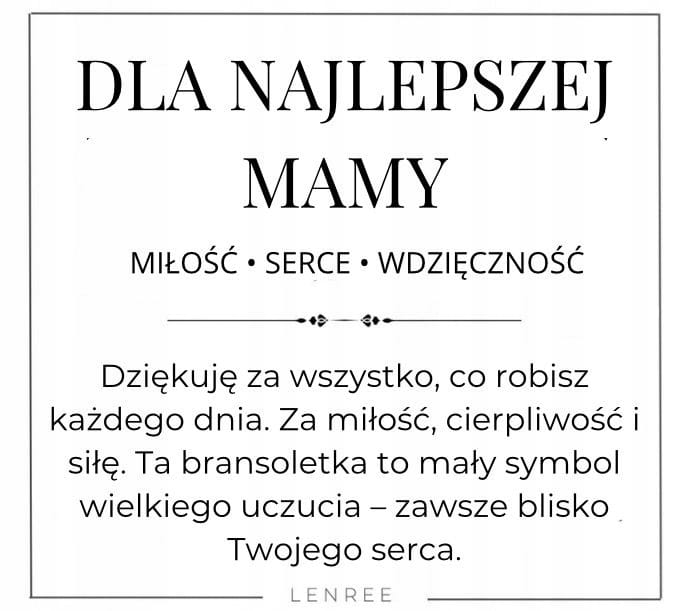 Bransoletka dla mamy serce TURMALIN prezent LENREE