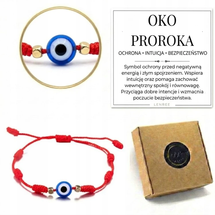 Bransoletka OKO PROROKA czerwona regulowana węzły LENREE