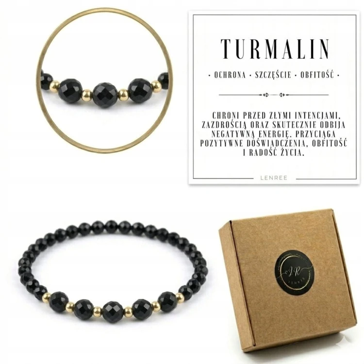 Bransoletka TURMALIN fasetowany naturalny ochrona elegancja