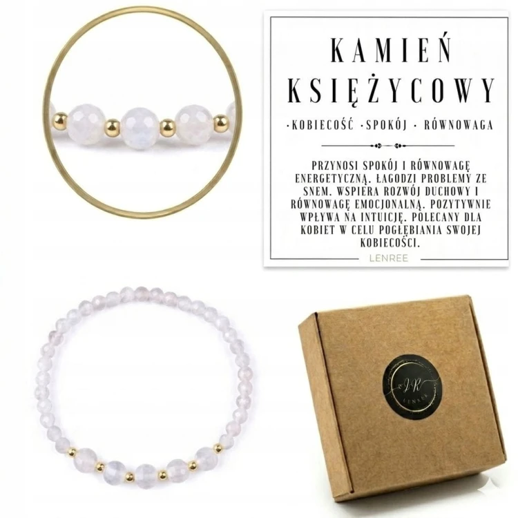 Bransoletka KAMIEŃ KSIĘŻYCOWY naturalny kobiecość intuicja