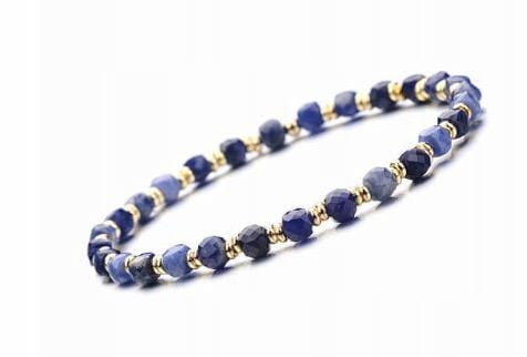 Bransoletka LAPIS LAZULI naturalna złote dodatki mądrość spokój