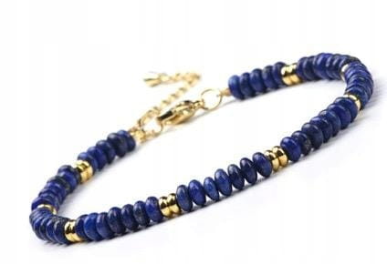 Bransoletka LAPIS LAZULI naturalna regulowana złota