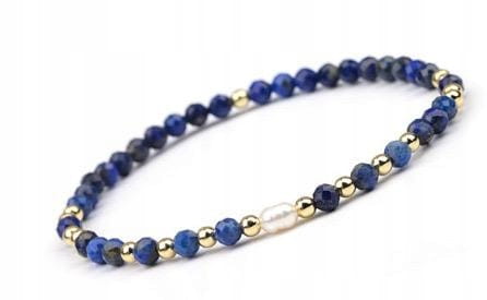 Bransoletka LAPIS LAZULI perła kamienie naturalne elegancka LENREE