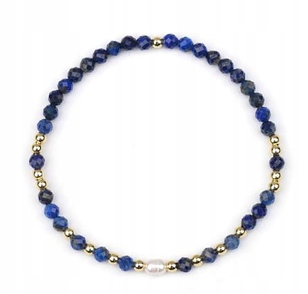 Bransoletka LAPIS LAZULI perła kamienie naturalne elegancka LENREE