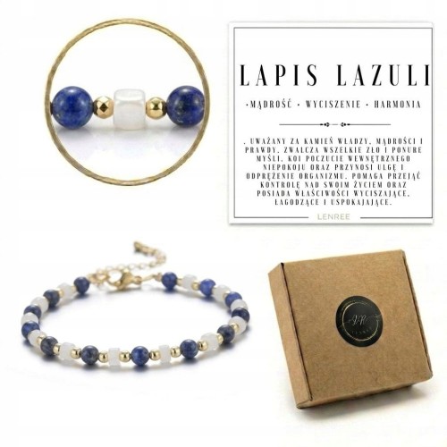 Bransoletka LAPIS LAZULI kamień naturalny złota regulowana LENREE