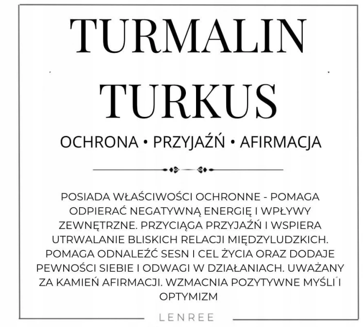 Bransoletka TURMALIN TURKUS kamienie naturalne elastyczna LENREE