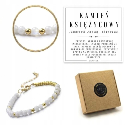 Bransoletka KAMIEŃ KSIĘŻYCOWY złota regulowana elegancka LENREE