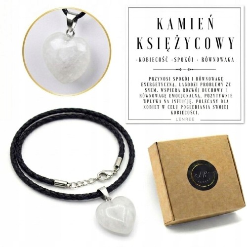 Naszyjnik KAMIEŃ KSIĘŻYCOWY serce kamień naturalny prezent LENREE