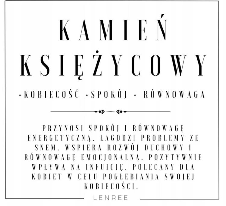 Naszyjnik KAMIEŃ KSIĘŻYCOWY serce kamień naturalny prezent LENREE