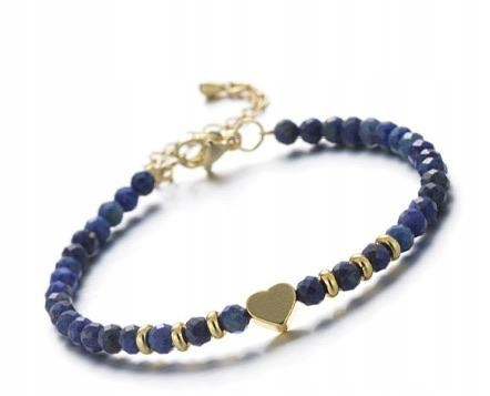Bransoletka LAPIS LAZULI z sercem kamienie naturalne LENREE