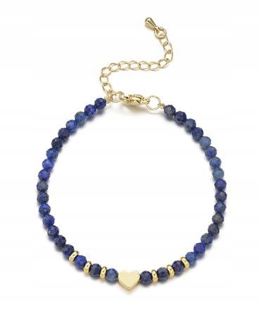 Bransoletka LAPIS LAZULI z sercem kamienie naturalne LENREE