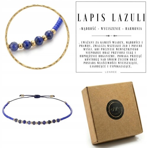 Bransoletka LAPIS LAZULI fasetowany na sznurku regulowana LENREE
