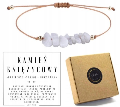 Bransoletka KAMIEŃ KSIĘŻYCOWY beżowy sznurek regulowana LENREE