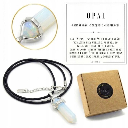 Naszyjnik OPAL wisiorek kamień naturalny 45cm stal
