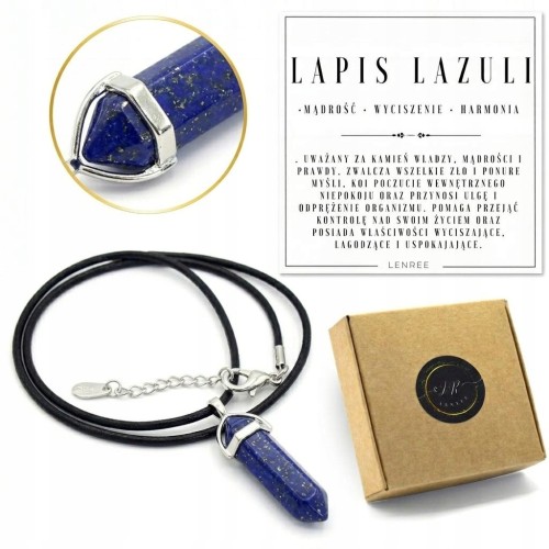 Naszyjnik LAPIS LAZULI wisiorek kamień naturalny 45cm stal