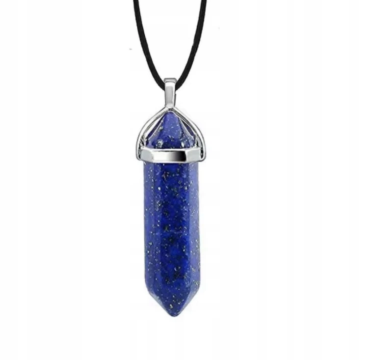 Naszyjnik LAPIS LAZULI wisiorek kamień naturalny 45cm stal