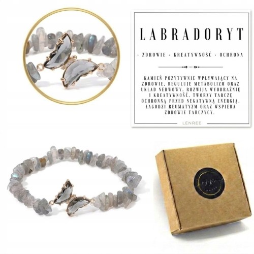 Bransoletka LABRADORYT motyl kamienie naturalne damska elegancka