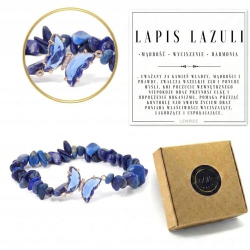 Bransoletka LAPIS LAZULI motyl kamienie naturalne damska elegancka