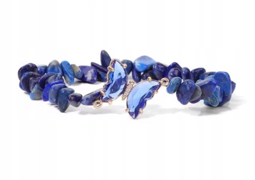 Bransoletka LAPIS LAZULI motyl kamienie naturalne damska elegancka