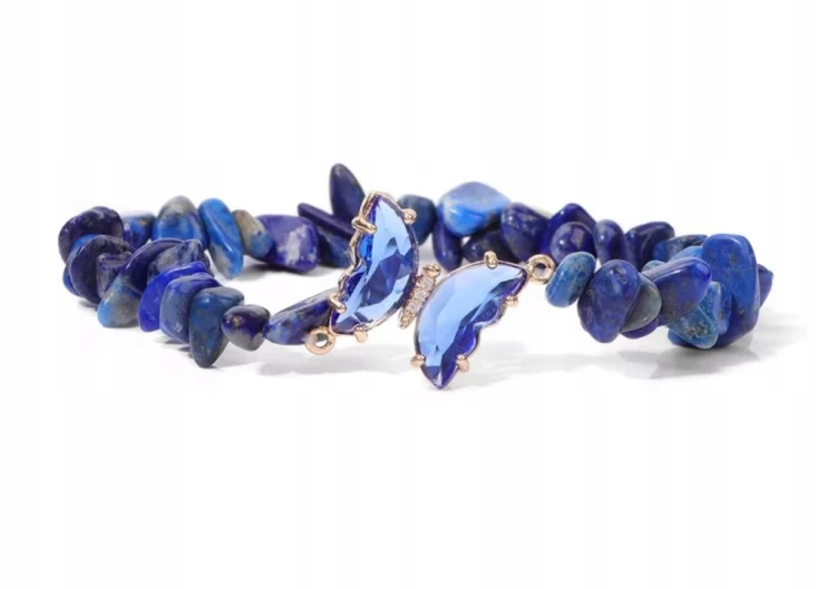 Bransoletka LAPIS LAZULI motyl kamienie naturalne damska elegancka