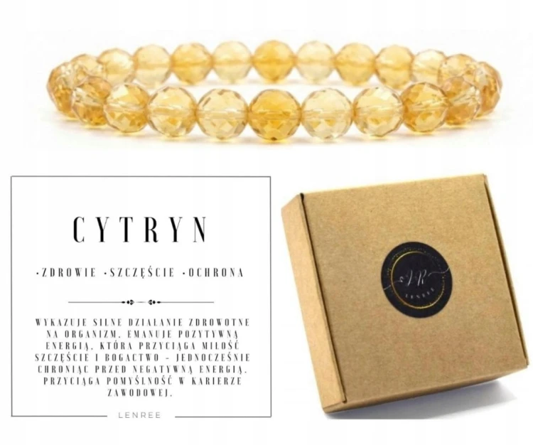 Bransoletka CYTRYN 4mm FASETOWANY kamień naturalny LENREE