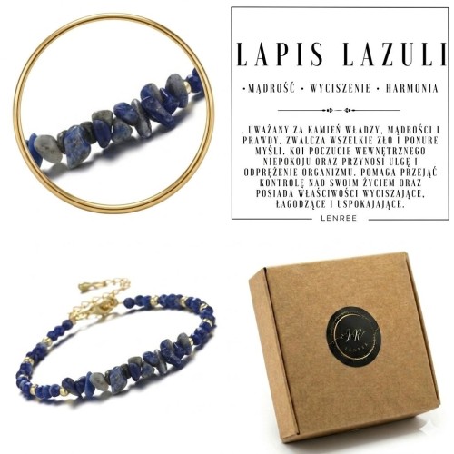 Bransoletka LAPIS LAZULI naturalne kamienie złota LENREE