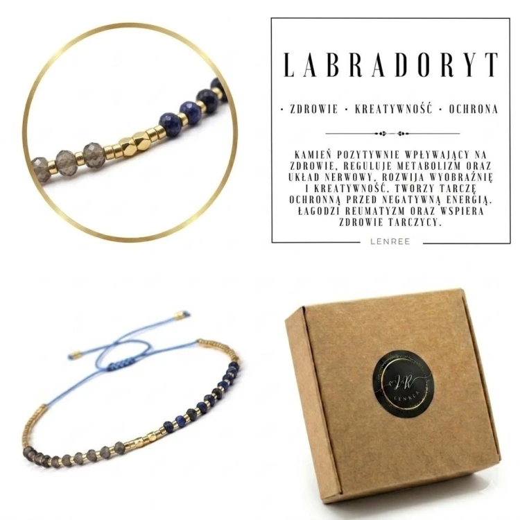 Bransoletka LABRADORYT LAPIS LAZULI naturalne kamienie LENREE