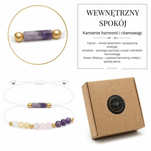 Bransoletka Wewnętrzny Spokój AMETYST CYTRYN KWARC RÓŻOWY LENREE