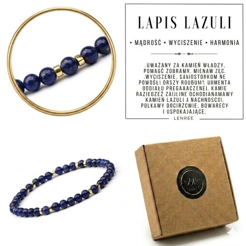 Bransoletka LAPIS LAZULI naturalny niebieski kamień LENREE