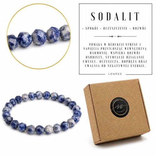 Bransoletka SODALIT 6 mm Fasetowany Kamień Spokoju LENREE