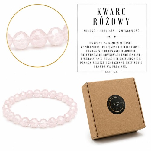 Bransoletka KWARC RÓŻOWY 6 mm Fasetowany Kamień Miłości LENREE