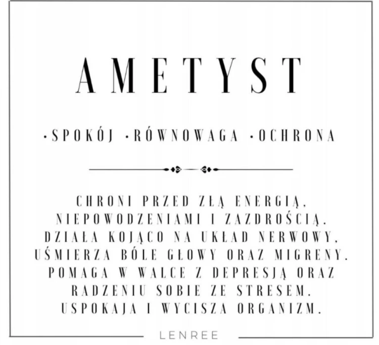 Pierścionek AMETYST Naturalny Kamień Spokoju i Harmonii LENREE