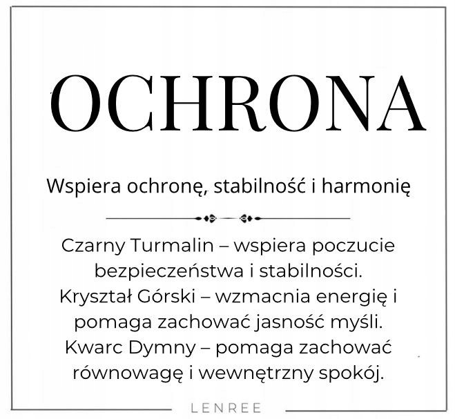 Bransoletka OCHRONA TURMALIN KRYSZTAŁ GÓRSKI KWARC DYMNY LENREE