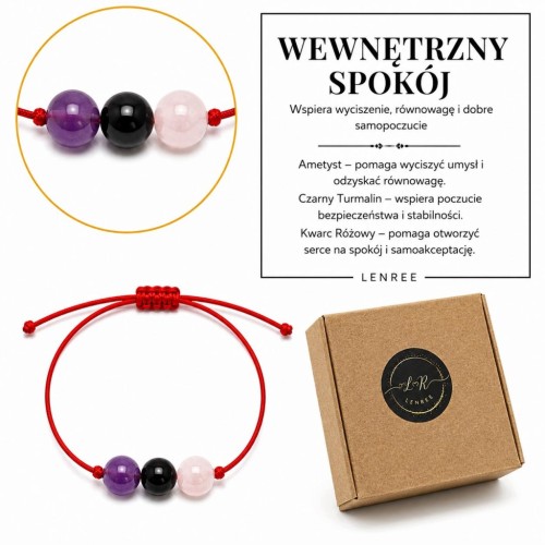 Bransoletka WEWNĘTRZNY SPOKÓJ AMETYST TURMALIN KWARC RÓŻOWY LENREE