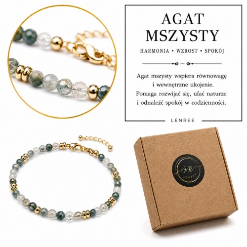 Bransoletka AGAT MSZYSTY Kamienie Naturalne Fasetowane Regulowana LENREE