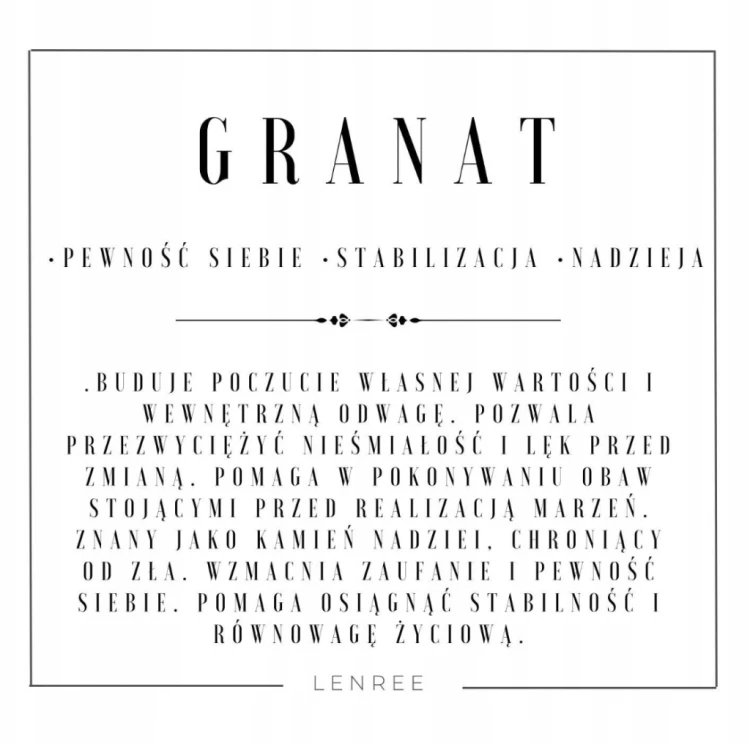 Bransoletka damska granat serce kamienie naturalne
