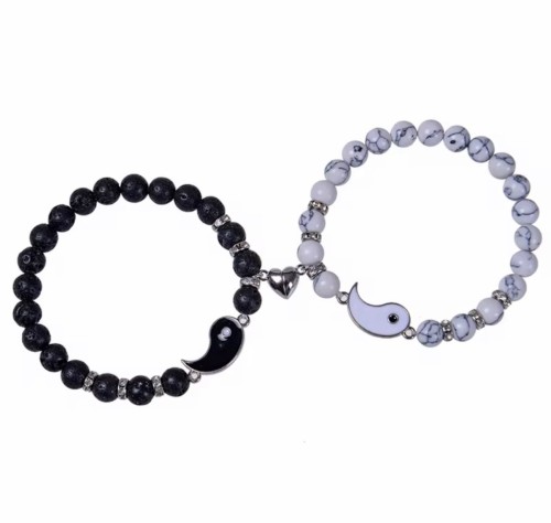 Bransoletki dla Pary LAWA WULKANICZNA HOWLIT Yin Yang Serce LENREE