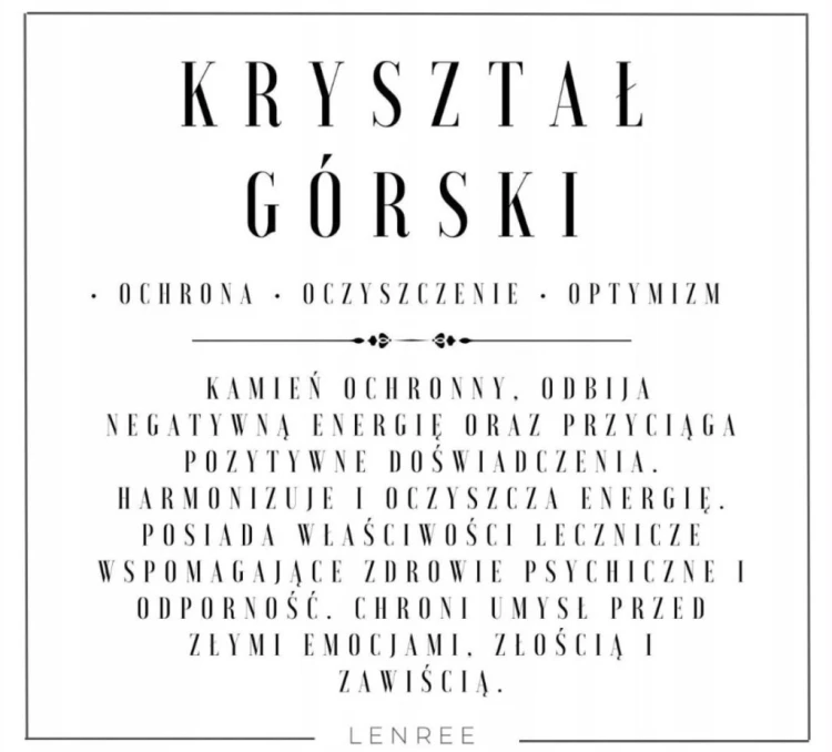 Pierścionek KRYSZTAŁ GÓRSKI Kamień Naturalny Surowy Regulowany LENREE