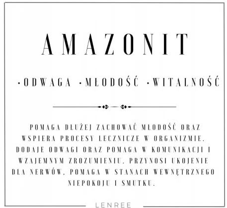 Bransoletka AMAZONIT Fasetowany Kamienie Naturalne Srebrna Regulowana LENRE