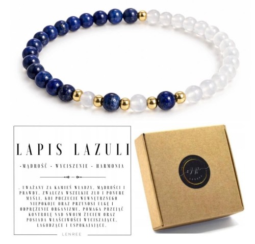 Bransoletka LAPIS LAZULI Kamień Księżycowy Złoty Hematyt LENREE