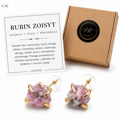 Kolczyki RUBIN ZOISYT Platerowane 14K Złotem LENREE